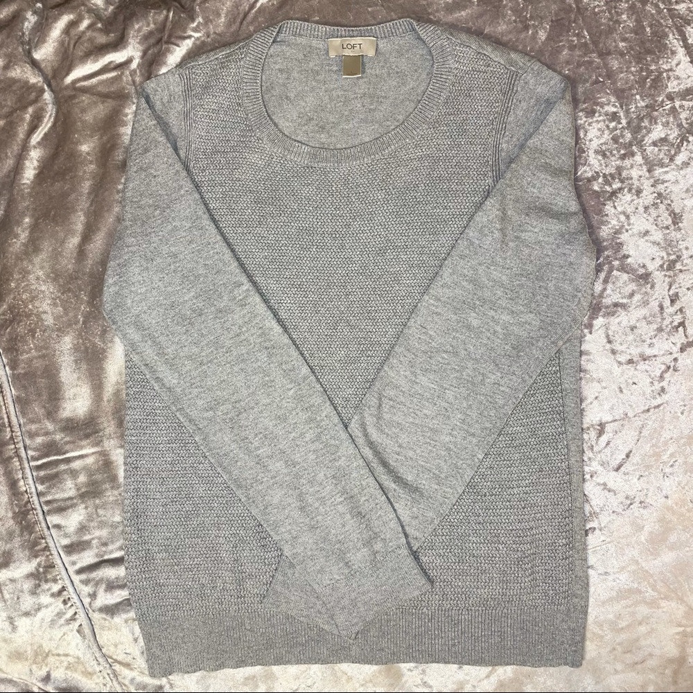 Grey Crew Neck Long Sleeve Loft Sweater